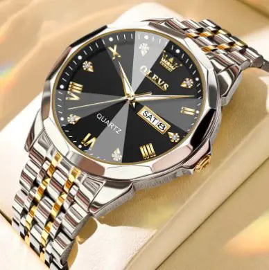 OLEVS men’s watch elegant quartz metal timepiece luxury accessory