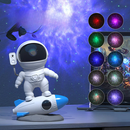 Rocket Astronaut Star Projector Lamp with Bluetooth Speaker – Galaxy Night Light with App & Remote