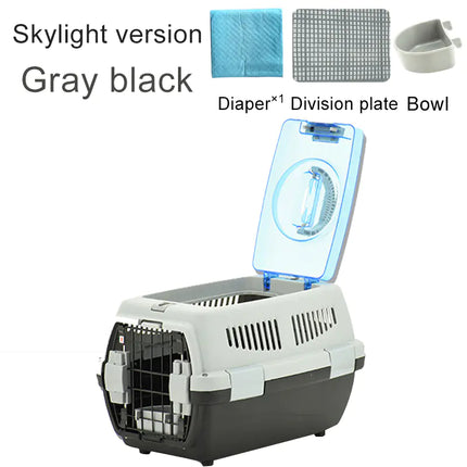 Portable Airline Pet Carrier – Travel Crate for Dogs, Cats & Rabbits with Bowl & Mat Set