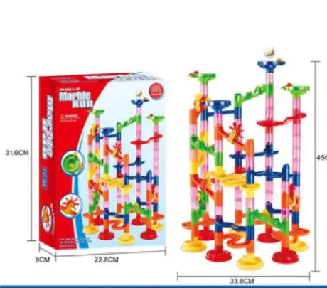 Marble run race track building blocks set with DIY 3D maze for kids educational play
