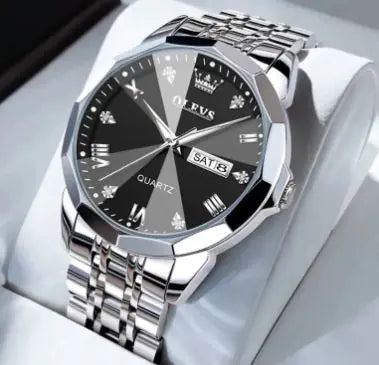 OLEVS men’s watch elegant quartz metal timepiece luxury accessory