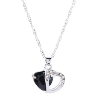 Heart Crystal Pendant Necklace for Women – Water Wave Chain, 9 Color Options