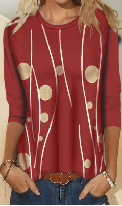 Women's Printed Crew Neck Long Sleeve T-Shirt | Stylish Comfort Tee