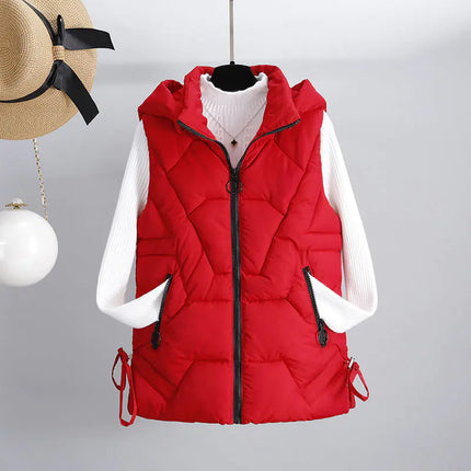 Men’s & Women’s Down Cotton Vest with Detachable Hood – Lightweight, Warm & Winter-Ready