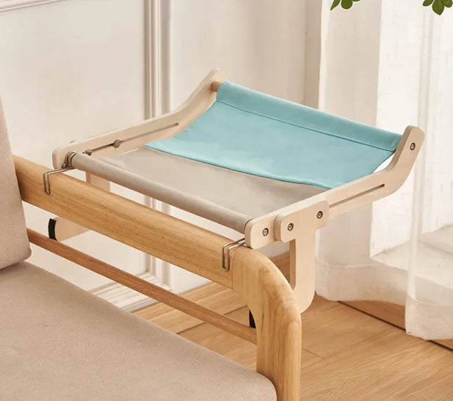 Balcony window glass wooden cat bed with sunbathing perch for indoor cats