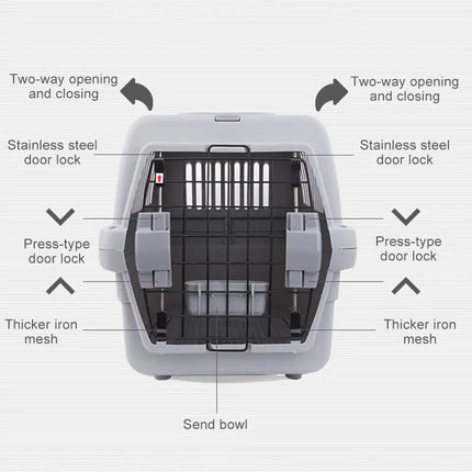 Portable Airline Pet Carrier – Travel Crate for Dogs, Cats & Rabbits with Bowl & Mat Set