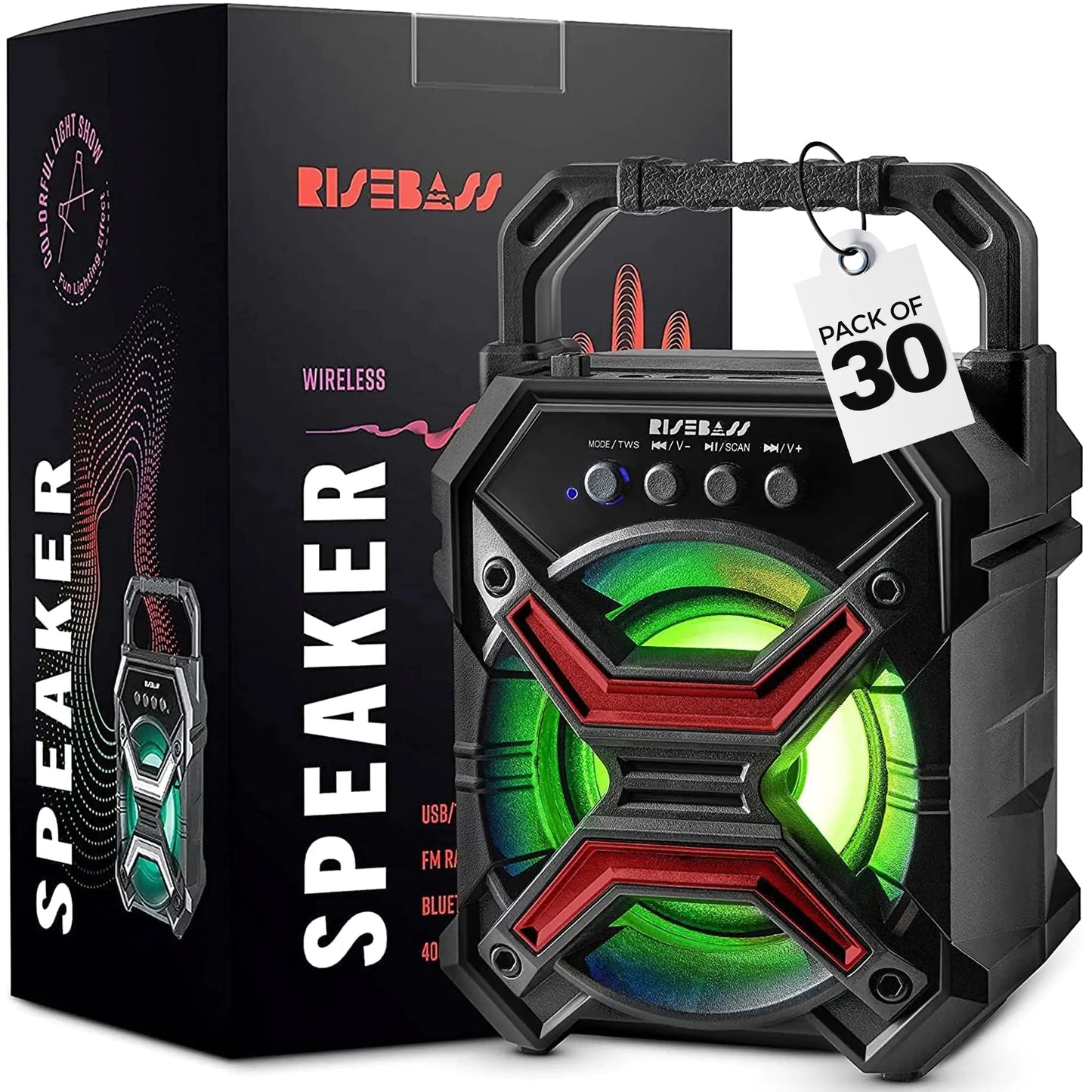 Portable Wireless Bluetooth Speaker with TWS & LED Lights – Rechargeable