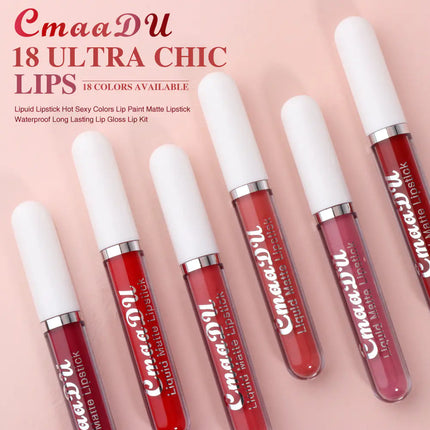 18-Color Velvet Matte Lip Gloss – Long-Lasting Liquid Lipstick