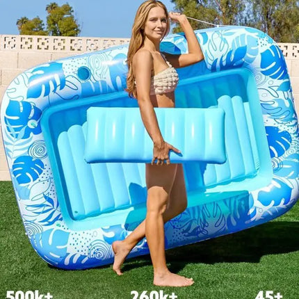“Inflatable Pool Floating Bed – Adult Lounge with Backrest”