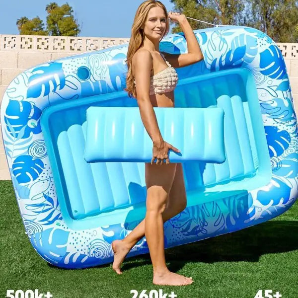 “Inflatable Pool Floating Bed – Adult Lounge with Backrest”