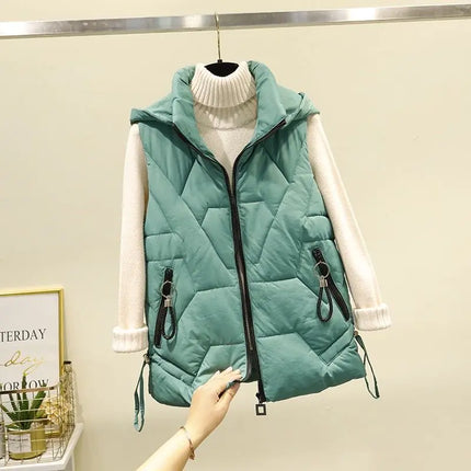 Men’s & Women’s Down Cotton Vest with Detachable Hood – Lightweight, Warm & Winter-Ready