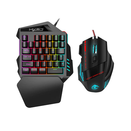 One-Handed Gaming Keyboard Set – RGB Backlit, Wired/Bluetooth Options, Ergonomic Design