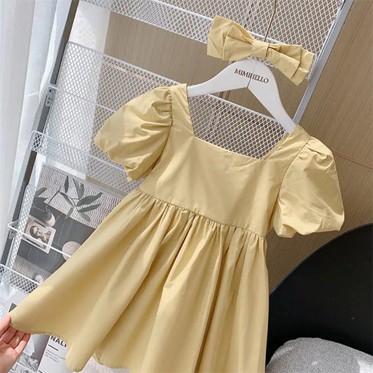 Children's Short Sleeve Princess Dress – Fairy Tale Costume for Baby Girls (90–110cm)