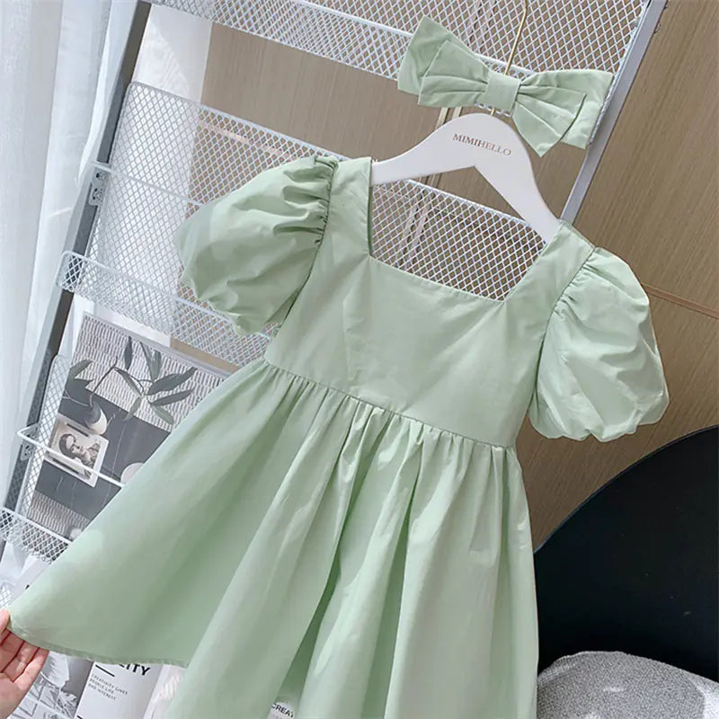 Children's Short Sleeve Princess Dress – Fairy Tale Costume for Baby Girls (90–110cm)