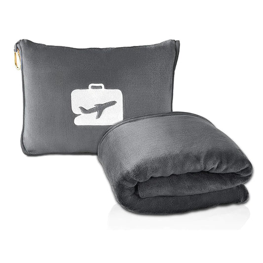 2-in-1 Travel Pillow & Blanket Set – Compact Comfort for Airplane, Car & Train Travel | Free Worldwide Shipping