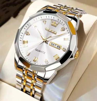 OLEVS men’s watch elegant quartz metal timepiece luxury accessory