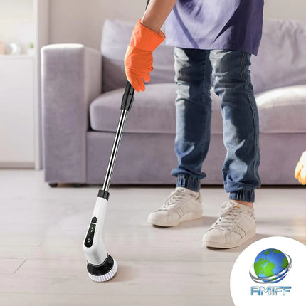 Brosse de nettoyage électrique portable 7 en 1 – Brosse de nettoyage sans fil pour salle de bain, cuisine et voiture (blanche)