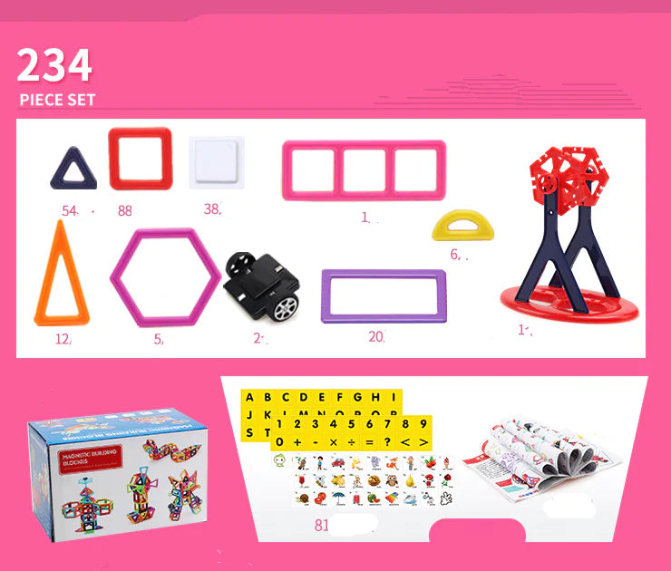 Magnetic Building Blocks Set – Educational STEM Toy for Early Learning (40–234 pcs) | free worldwide shipping.