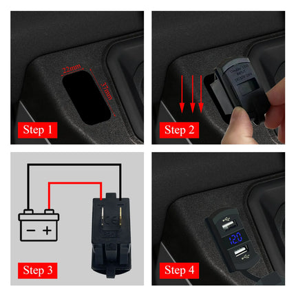 Dual USB Charger Socket with LED Voltmeter & Rocker Switch Panel – Car & Boat Power Adapter