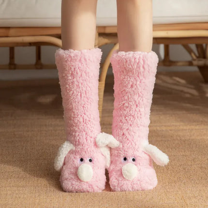 Winter Plush Non-Slip Floor Socks – Soft Warm Fuzzy House Slippers for Women & Teens